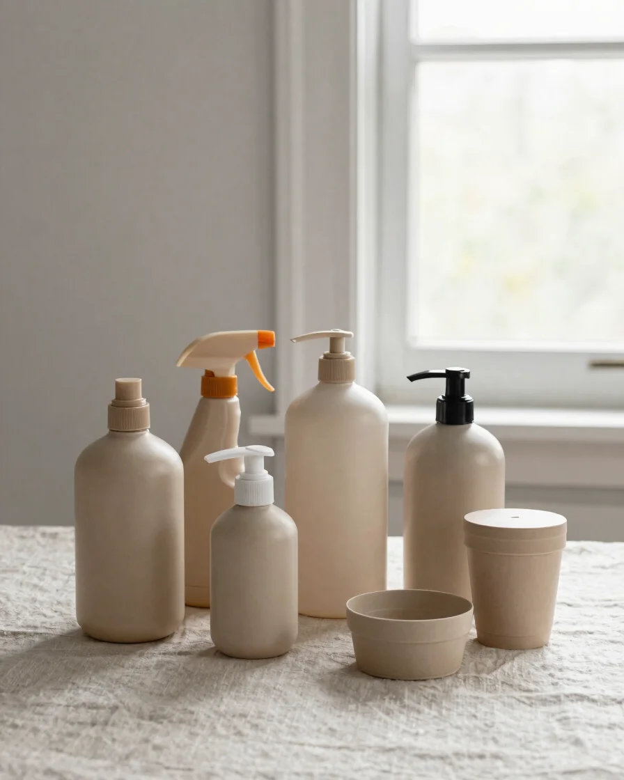 Editorial product photograph of everyday household utility items